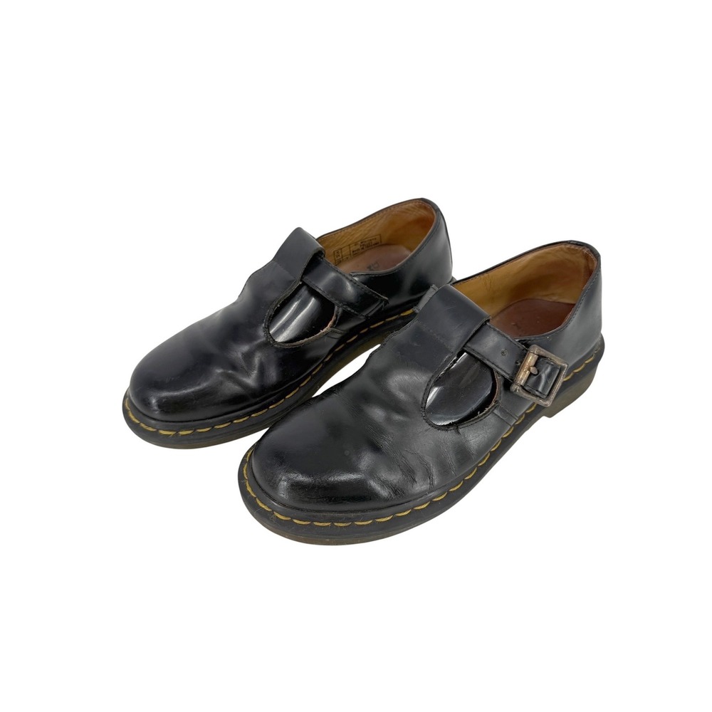 Dr. Martens Polley T Strap Mary Jane Shoes Womens 7 US Black Leather